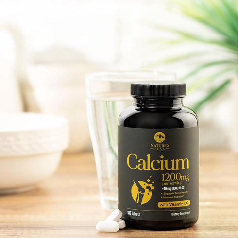 Calcium 1200 mg with Vitamin D3, Calcium Supplement for Bone Strength, 180 Tablets, Supports Immune System