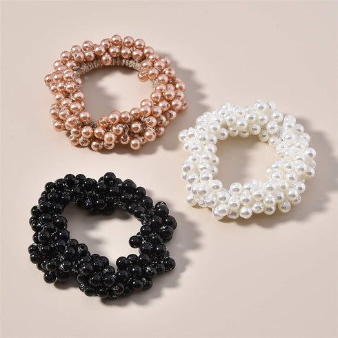 Ruihfas 3Pcs Fashion Korean Hair Scrunchies Accessories Beaded Elastic Hair Ties for Women Girls