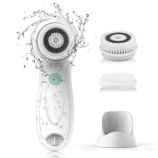 TOUCHBeauty Electric Facial Cleansing Brush with Stand, 3 Brush Heads, 2 Speeds, IPX5 Waterproof