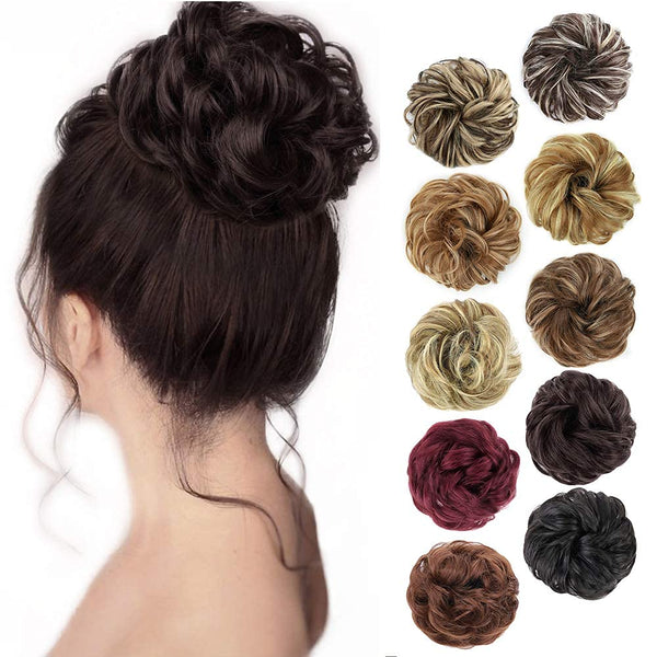MORICA 1PCS Messy Hair Bun Scrunchies Extension, Curly Wavy Synthetic Chignon for Women