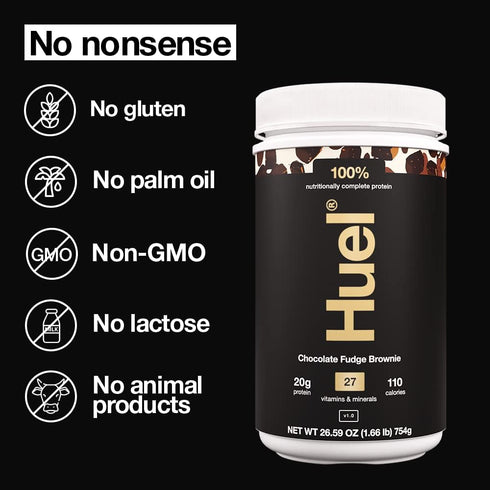 Huel Vegan Protein Powder, Chocolate Fudge Brownie, 20g Protein, 26 Servings, Gluten Free