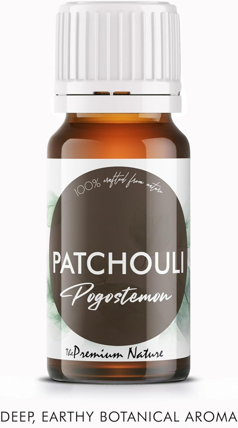 THE PREMIUM NATURE 100% 0.34 oz Organic Patchouli Essential Oil | Pure & Natural Pogostemon cablin Leaf Oil with Deep