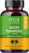 Neem Turmeric Capsules, 90 Capsules 1000mg, Neem Black Pepper Turmeric Supplement
