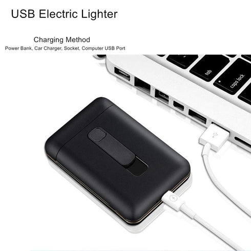 Cigarette Case with Lighter, King Size Portable Pack for 20 Regular Size Cigarettes, USB Rechargeable Lighter