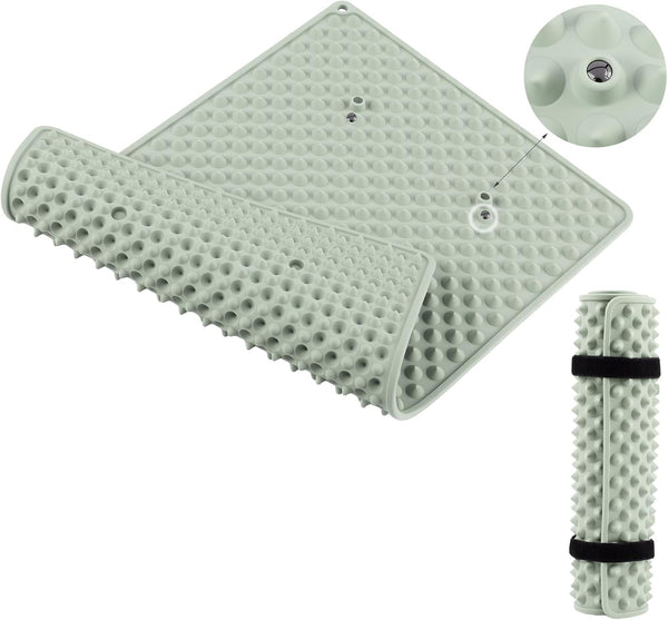 HWXQJJHONEY Portable Feet Acupressure Mat,Foldable Silicone Foot Massager Mat with Dual-Side Usage,Pressure Point