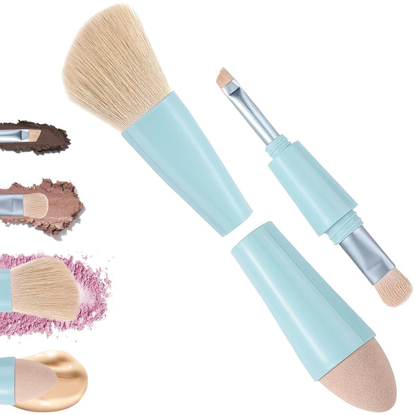 Multi-Tasker 4-in-1 Makeup Brush - Vegan & Travel-Friendly All-in-One Beauty Tool for On-the-Go Glam