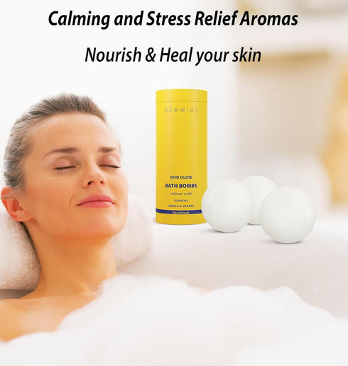 Natural Bath Bombs for Dry Skin Hydration, Luxurious Fizzing Bubble Bath Gift with Turmeric & Arnica Essential Oil