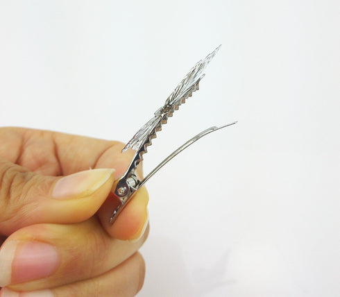 Yueton Silver Butterfly Hair Clip Accessories, 1 Pair, Bride Headwear Clips