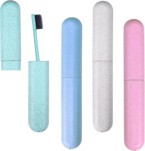 Hooqict 4 Pack Travel Toothbrush Case - Portable Toothbrush Holder for Traveling, Camping, Home, School
