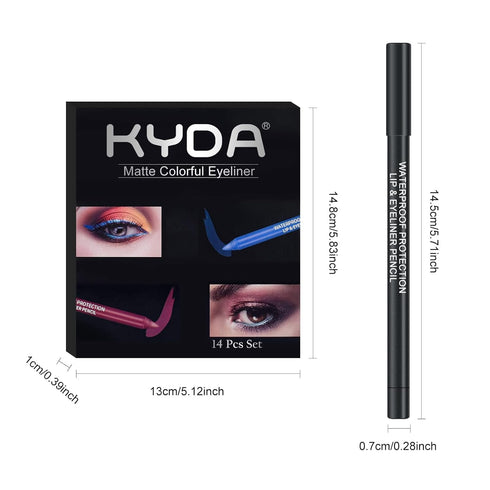 Ownest 14 Colors Eyeliner Pen Set, Pearl Metallic Eyeliner Kit for Women, Colorful Eye Makeup