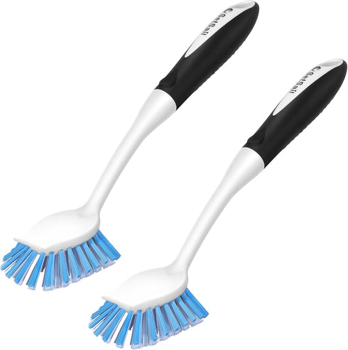 SetSail Dish Brush with Handle, 2 Pack Stiff Bristles Dish Scrubber for Cleaning Dishes, Pots, and Pans