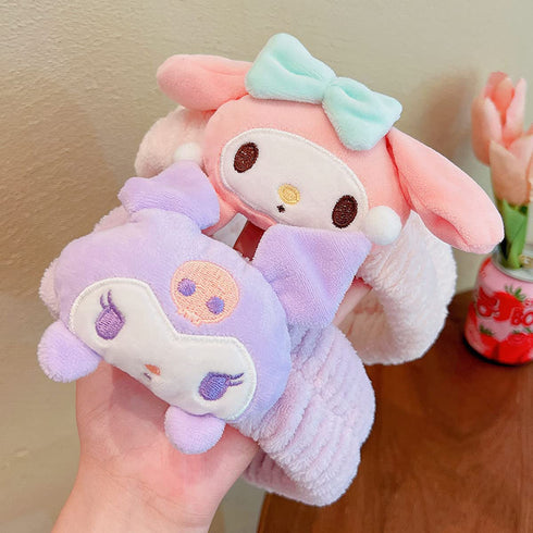 Kawaii Spa Headband for Washing Face, Cute Purple Headband for Makeup and Party