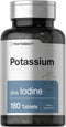 Horbaach Potassium Plus Iodine - 180 Vegetarian Tablets, Non-GMO & Gluten Free Supplement