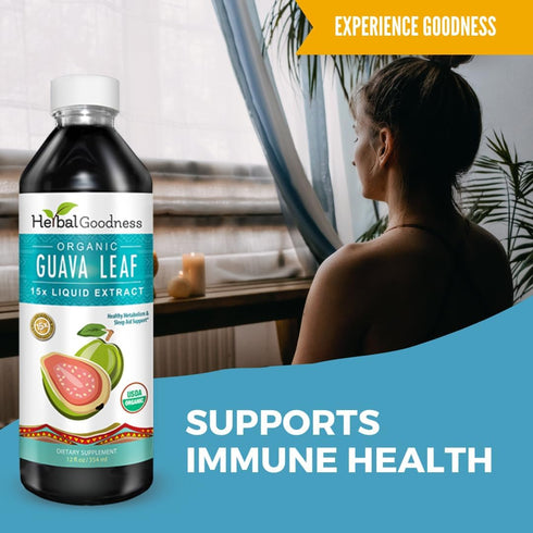 Guava Leaf Extract - Organic Guava Leaves Liquid Supplement for Digestive Health, Non-GMO by Herbal Goodness
