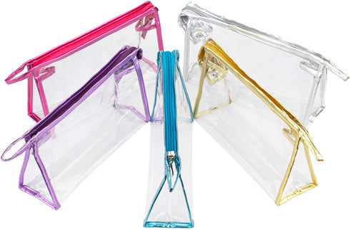 Hedume 10 Pcs Transparent Waterproof Cosmetic Bag, PVC Clear Makeup Organizing Bags with Zipper for Travel