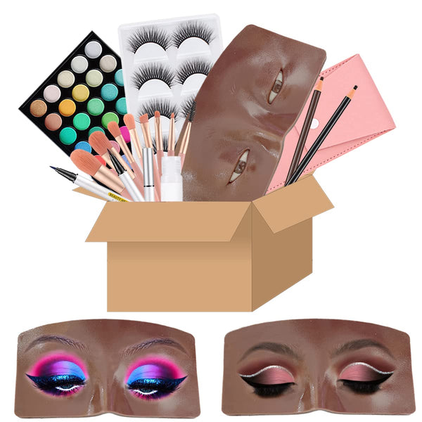 Makeup Practice Face Board, 3D Realistic Makeup Mannequin Face Set with Makeup Kit for Artists and Beginners