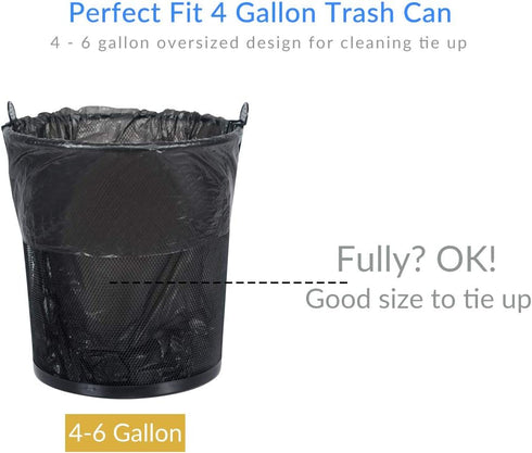 Jaoul Trash Bags 4 Gallon - Small Garbage Bags, Strong & Unscented for Kitchen, Bathroom, Office, Black, 60 Counts