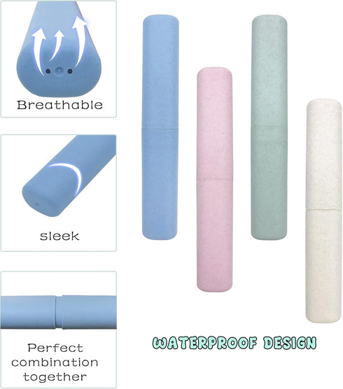 SietDESEO 4 Pack Toothbrush Travel Case, Portable Breathable Toothbrush Holder for Travel, Business, Camping, School