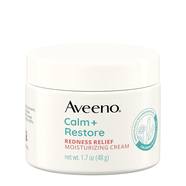 Aveeno Calm + Restore Facial Cream for Redness Relief, Soothing Moisturizer for Sensitive Skin, 1.7 OZ