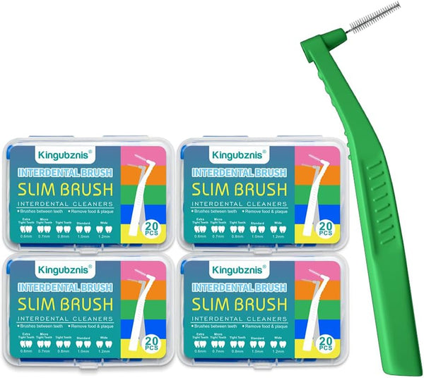 Interdental Brush, Angle Dental Brush Cleaner Toothpick Flossing Head with Portable Case for Tight Teeth