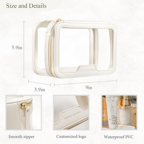 Rownyeon Clear Makeup Case - Toiletry Bag, Multipurpose Travel Makeup Train Case, Transparent Storage Bag