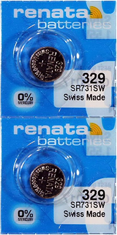 Renata 329 SR731SW Batteries - 1.55V Silver Oxide 329 Watch Battery (2 Count)
