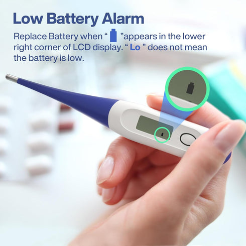Boncare 10 Seconds Digital Thermometer for Adults and Kids, Accurate Rectal Thermometer with Fever Alarm (Dark Blue)