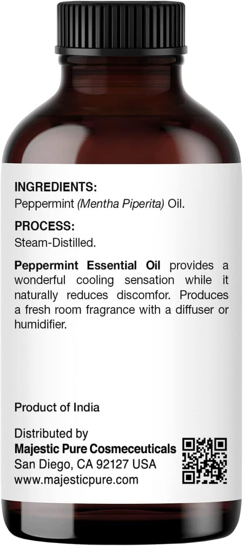 Majestic Pure Peppermint USDA Organic Essential Oil | 100% Organic and Premium Quality Oil | Aromatherapy, Skincare, Hair Care, & Household Use | 1 fl. Oz