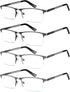 HIGHLIKE Blue Light Reading Glasses for Men, Metal Half Frame Readers Spring