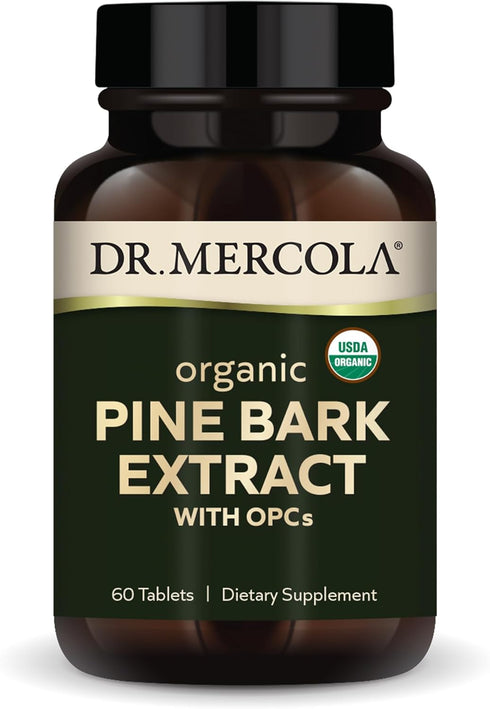 Dr. Mercola Organic Pine Bark Extract, 30 Servings (60 Tablets), Dietary Supplement with OPCs, Antioxidant Support,