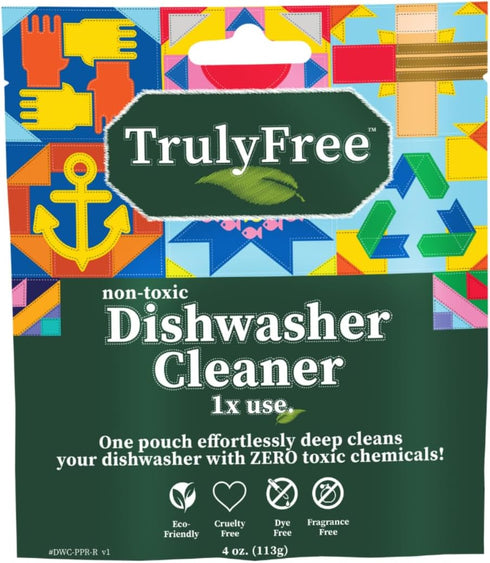 Truly Free Auto Dishwasher Cleaner, 1 Pack - Natural Concentrated Formula for Sparkling Clean Dishes, No Harmful