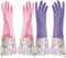KINGFINGER 2 Pairs Reusable Dishwashing Gloves, PVC Waterproof Long Cuff Household Cleaning Gloves, Large