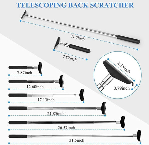2 Pack Oversized Portable Extendable Back Scratcher, Upgraded Metal Stainless Steel Telescoping Tool with Carrying Bag