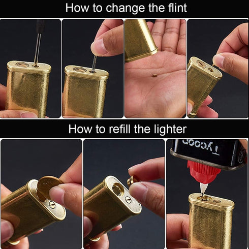 Vintage Trench Lighter Kerosene Copper Lighter - Windproof Brass Lighter for Men
