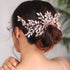 Wedding Rose Gold Rhinestone Crystal Flower Hair Comb, Bridal Headpiece for Women and Girls