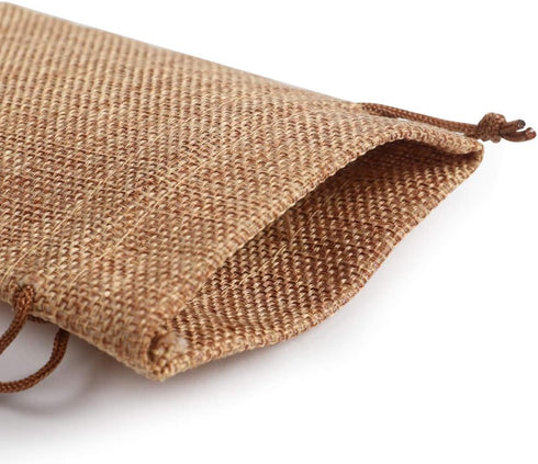 Lucky Monet 25Pcs Burlap Gift Bags, 3” x 4” Coffee Hessian Jute Bags with Drawstring for Party Favors