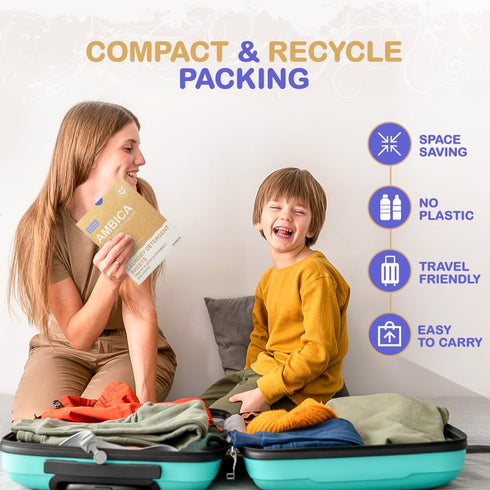 Ambica Travel Laundry Detergent Sheets, 30 Sheets, Non-Toxic, Hypoallergenic, Plant-Based, Up to 60 Loads