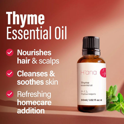 H’ana Thyme Essential Oil - 100% Pure Natural Thyme Oil for Hair, Skin, Diffuser - Fresh Herbaceous Scent (1 Fl Oz)