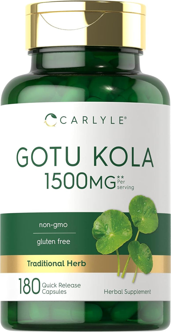 Carlyle Gotu Kola Capsules, 1500mg, 180 Count, Non-GMO, Gluten Free
