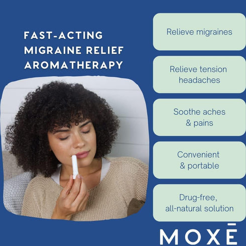 MOXE Migraine Relief Nasal Inhalers, Portable Aromatherapy Essential Oils for Headaches, 3 Pack, USA Made, Pure