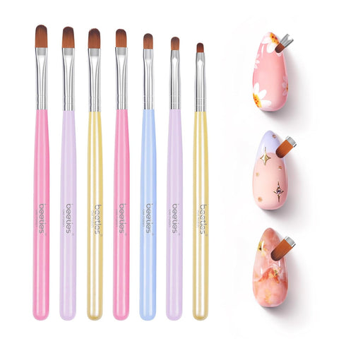 Beetles Gel Nail Brush Set, 7Pcs Nail Art Brushes for Home and Salon Use, Nail Painting Decoration
