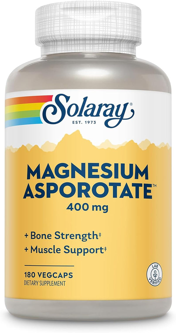 Solaray Magnesium Asporotate 400 mg | Aspartate, Orotate & Citrate Complex | 180 VegCaps for Healthy Heart