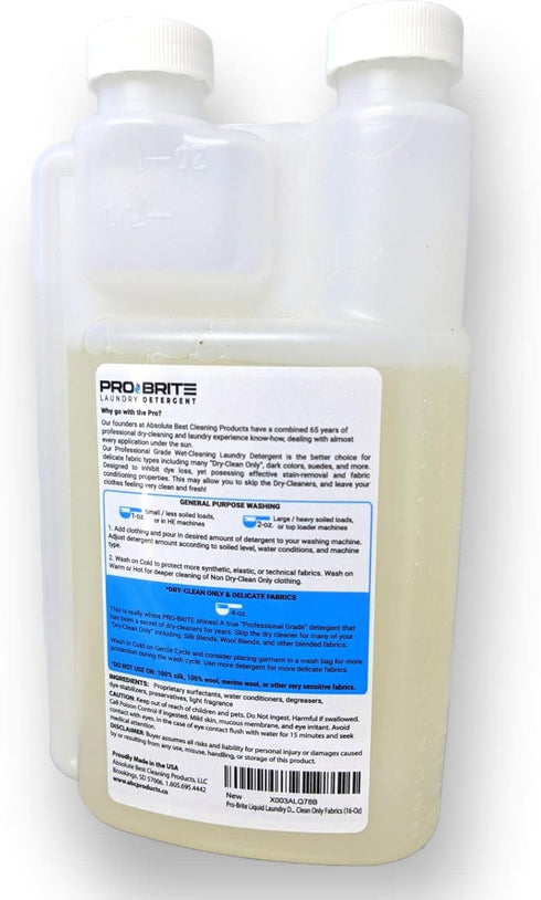 Pro-Brite Liquid Laundry Detergent - 16-Oz, Proprietary Wet Cleaning Surfactants for Sensitive Fabrics