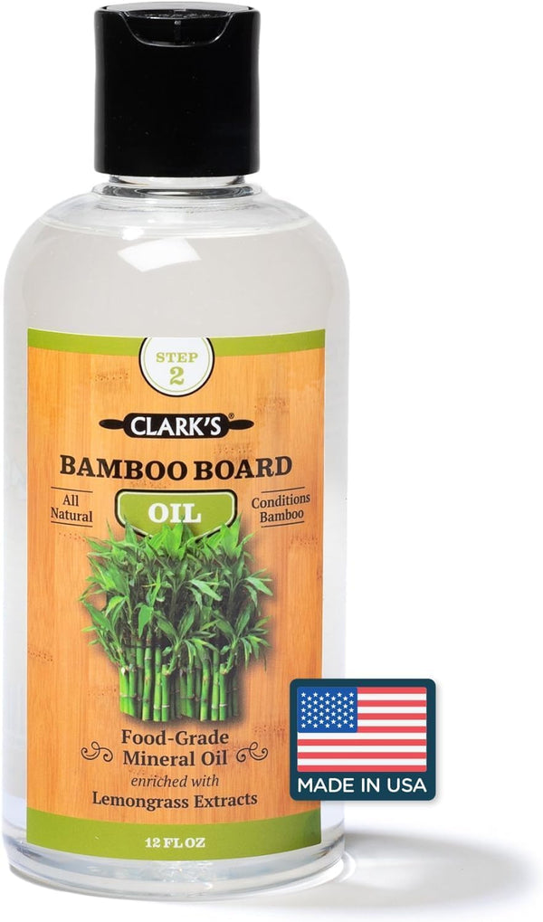 CLARK'S Bamboo Cutting Board Oil - Food Grade Mineral Oil with Natural Lemongrass Extract, 12 Ounces