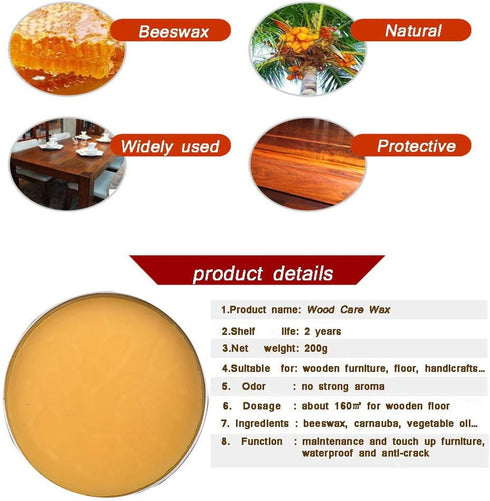 Gwybkq Wood Seasoning Beeswax Polish & Restoration Care for Bamboo, Wooden Surfaces, 7OZ