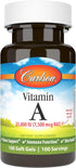 Carlson Vitamin A, 25000 IU (7500 mcg RAE) | 100 Softgels | Vision & Skin Health, Immune Function