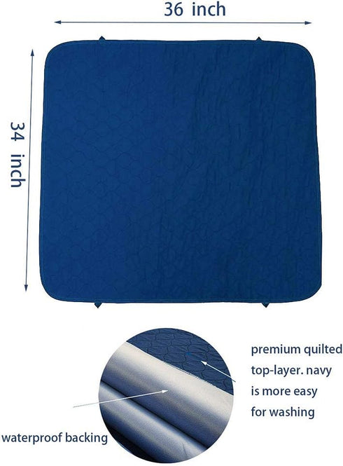 Pack 2 34" X36Reusable of Careboree Quilted Cotton Top Underpad Incontinence Bed Pads Washable Durable Waterproof Extra