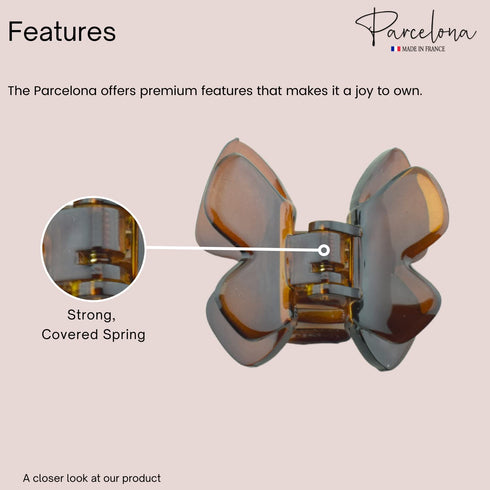 Parcelona French Butterfly Hair Claw - Small 1 3/4" Celluloid No Slip Grip, Strong Hold for Women and Girls