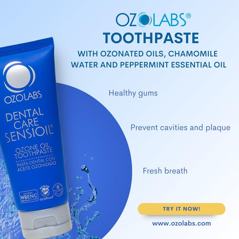 OZOLABS Ozonated 3.4 oz Olive Oil Toothpaste Fluoride-Free, Gentle Whitening with Baking Soda & Xylitol, Organic