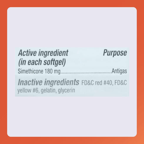 Rugby Ultra Strength Simethicone Gas Relief 180 mg, Maximum Relief for Adults, 60 Softgels (6 Pack)